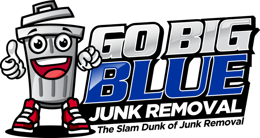 Go Big Blue Junk Removal logo of a trash car and company name